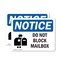 Signmission Do Not Block Mailbox, 7 in W x Rectangle, Vinyl Decal OS-2PACK-NS-D-57-L-15418 - alternate 1